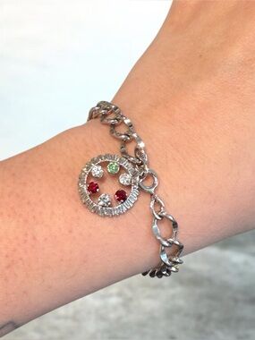 Vintage Airflex Sterling Silver Chain Bracelet with Anson 925 Charm